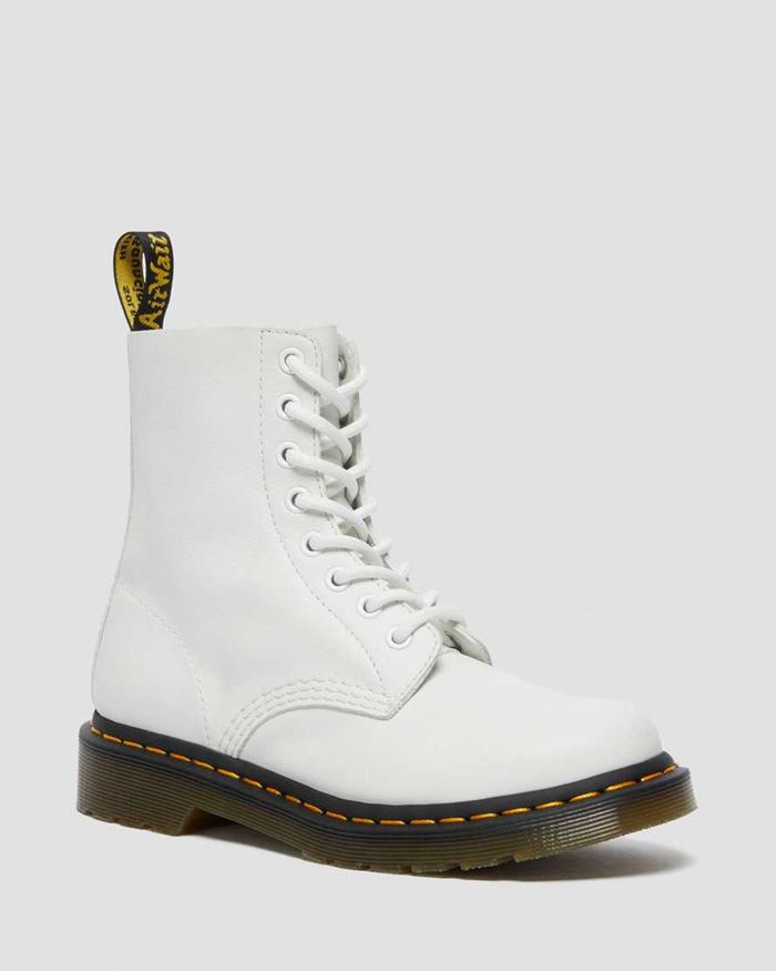 Dr Martens Womens 1460 Pascal Virginia Leather Ankle Boots White - 04513ACBQ